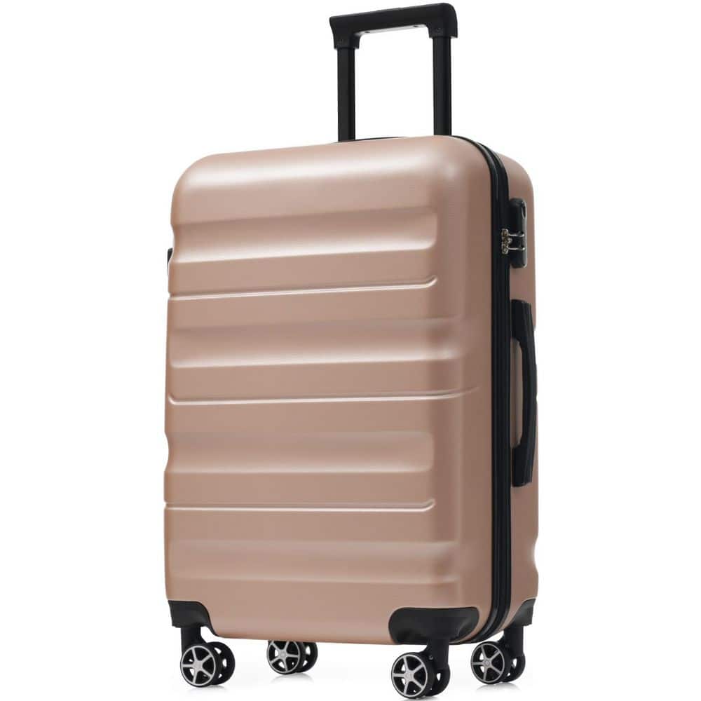 4-Piece Champagne Hardshell ABS Plastic Lightweight Luggage Set with Dual Spinner Wheels, TSA Lock, Carry-On