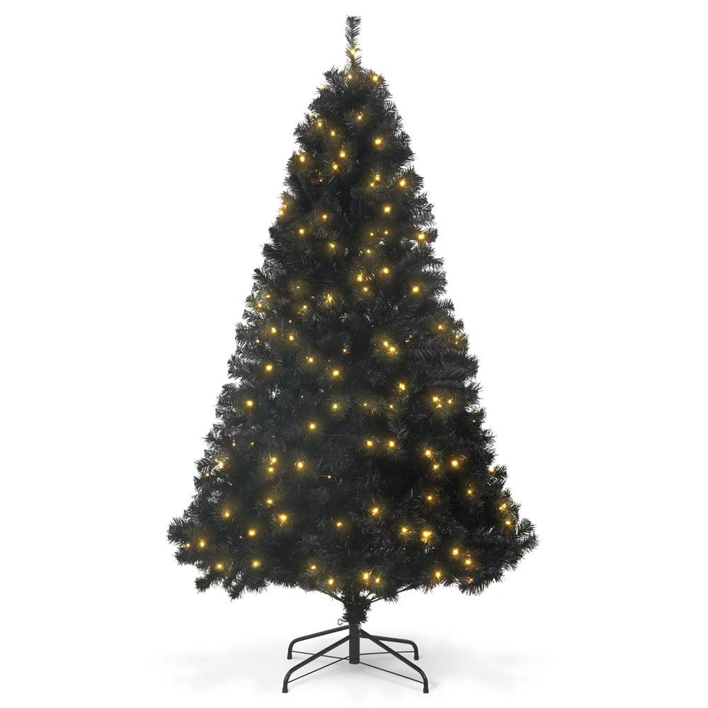 6 ft. Black Pre-Lit LED Artificial Christmas Tree with 250-Lights with Foldable Stand price history on PriceWatchPro