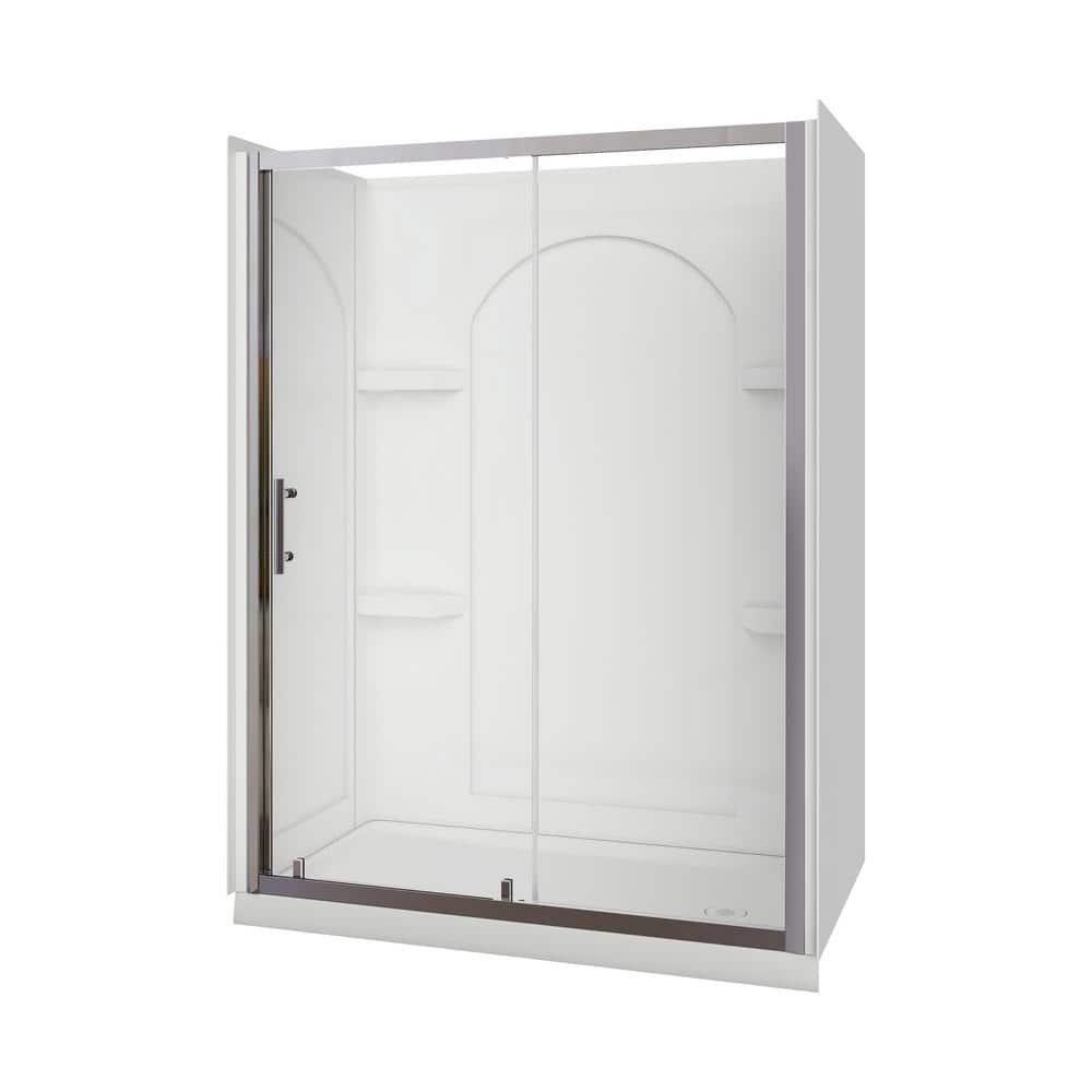 Ardis 60'' x 32'' Chrome Framed Sliding Shower Kit