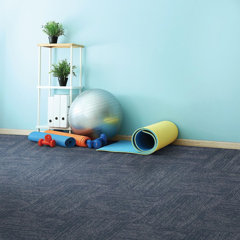 Elite 24" x 24" Navy Blue Textured Nylon Carpet Tile