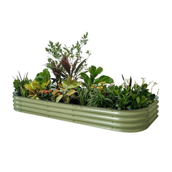 vego garden 11 in. Tall 10 In 1 Modular Olive Green Metal Raised Garden Bed Kit