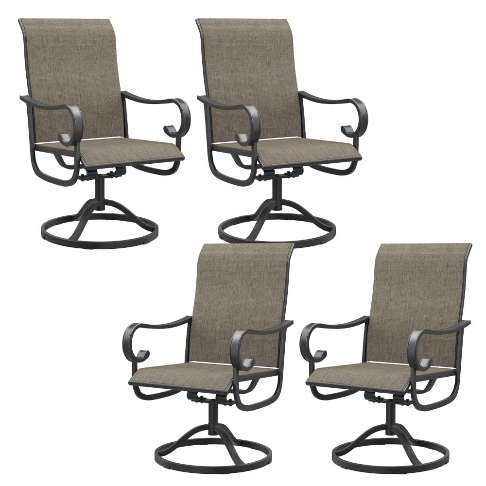 Brown Swivel Textilene Metal Outdoor Dining Chairs Set of 4, 360° Swivel  Patio Dining Chairs for Patio, Garden or Deck price history on PriceWatchPro