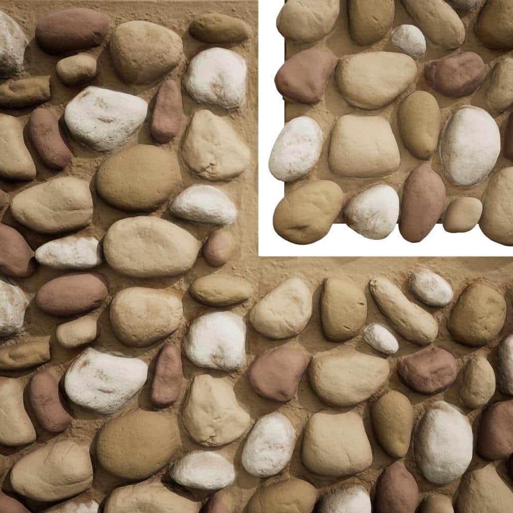 Canyon Dune Faux River Rock Panel, 49"W x 24.75"H