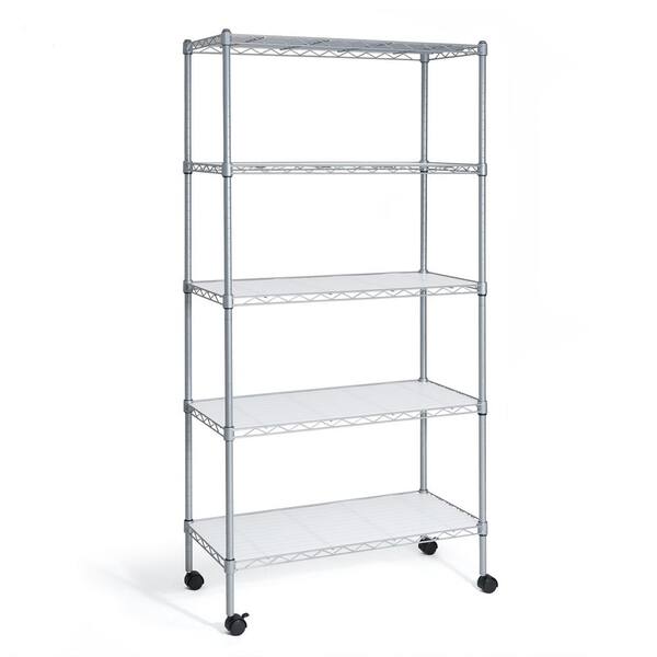 mount-it! Stainless Steel 5-tier Metal Garage Storage Shelving Unit with  Wheels 24 in. x 74.25 in. x 18 in. MI-7862 - The Home Depot