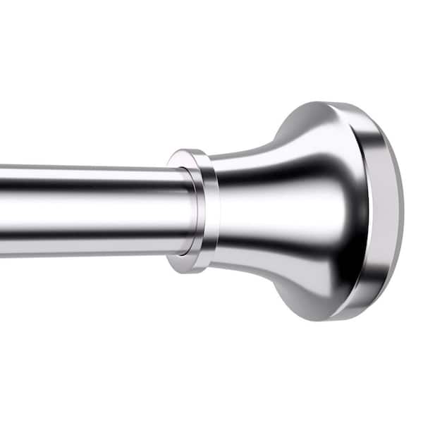 Unbranded 1-Pack Adjustable Stainless Steel Spring Tension, 3.3 in. W x 17 in. L, Silver Shower Curtain Liner, Non-Slip, No Drill