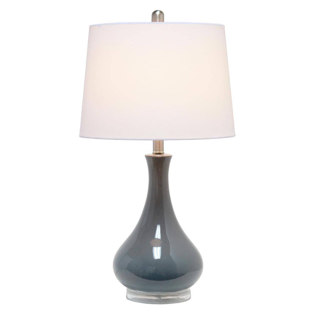 Gray Ceramic Droplet Table Lamp with White Fabric Shade