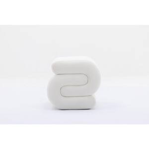 White S-shape Velvet Fabric Ottoman Makeup Stool Footstool For Living Room