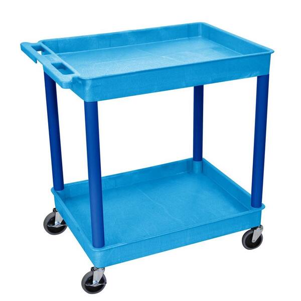 H Wilson 24 in. x 32 in. 2-Tub Shelf Utility Cart, Blue