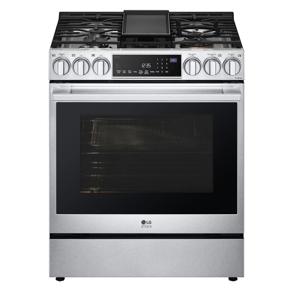 LG STUDIO 6.3 cu. ft. SMART Slide-in Gas Range in Stainless Steel with ProBake Convection, Easy Clean, Instaview & Air Fry