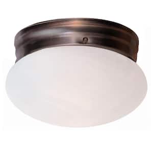 Dash 8 in. 1-Light Oil Rubbed Bronze Flush Mount Ceiling Light Fixture with Marbleized Glass