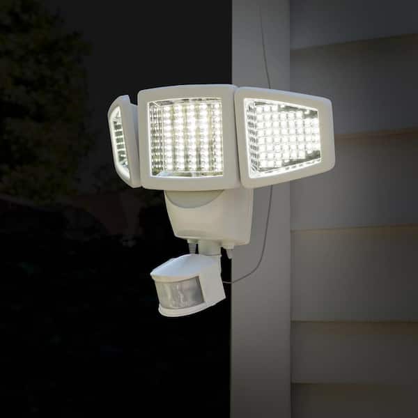 Security 120 LED Triple Head Solar Motion Sensor Light Weather Resistant White 