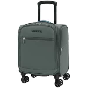 14 in. Grey Spinner Carry On Underseat Luggage with USB Port, Softside Small Suitcase, Compact