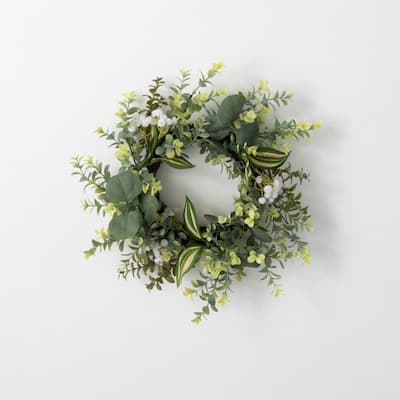 10" Artificial Mixed Green Foliage Mini Wreath