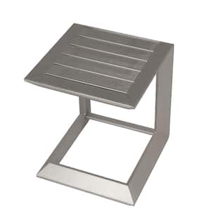 15.75 x 15.75 in Silver All Aluminum Outdoor Coffee Table, No Installation Required Coffee Table
