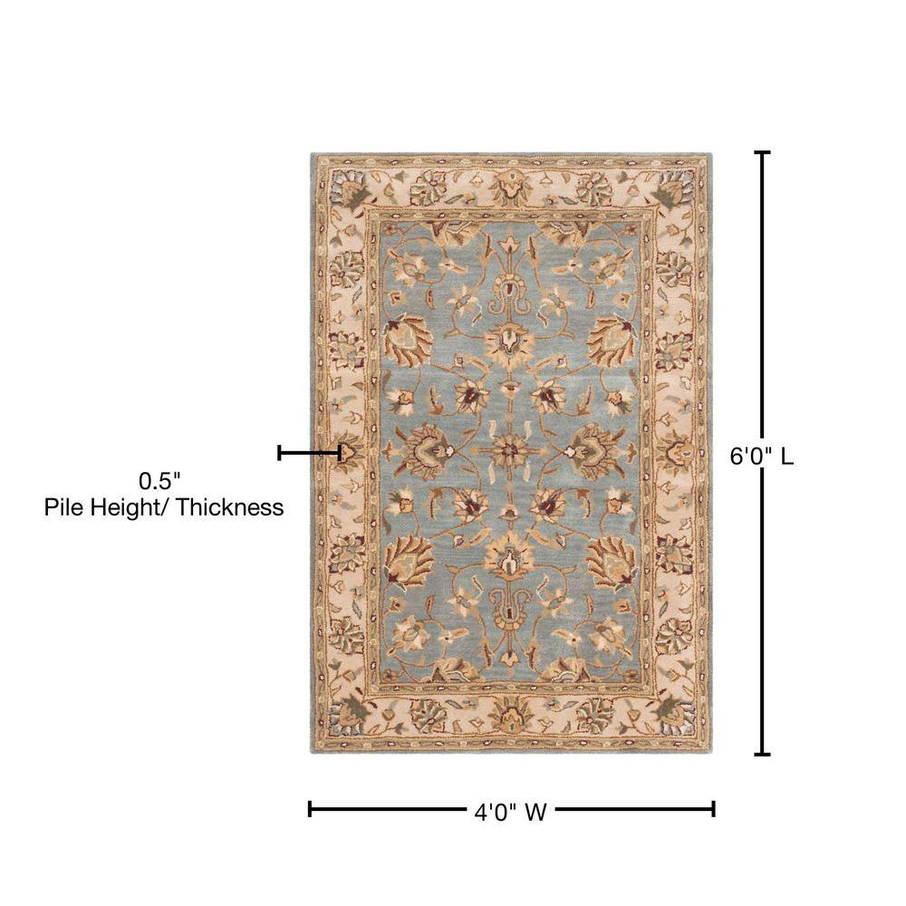 Handmade Blue and Beige Wool Tufted Accent Rug