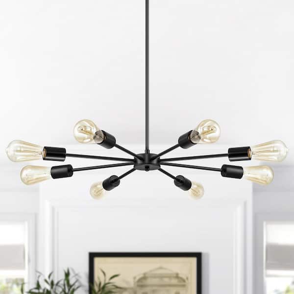 RRTYO Highlandville 8-Light Black Sputnik Kitchen Island Chandelier