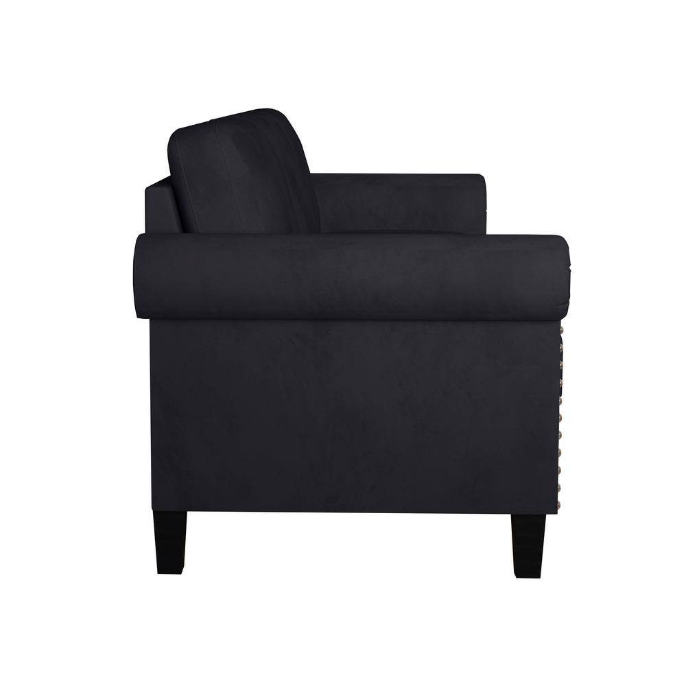 Handcrafted Black Velvet Accent Chair with Wood Legs