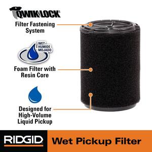 Wet Application Foam Filter for Most 5 Gallon and Larger RIDGID Wet/Dry Shop Vacuums
