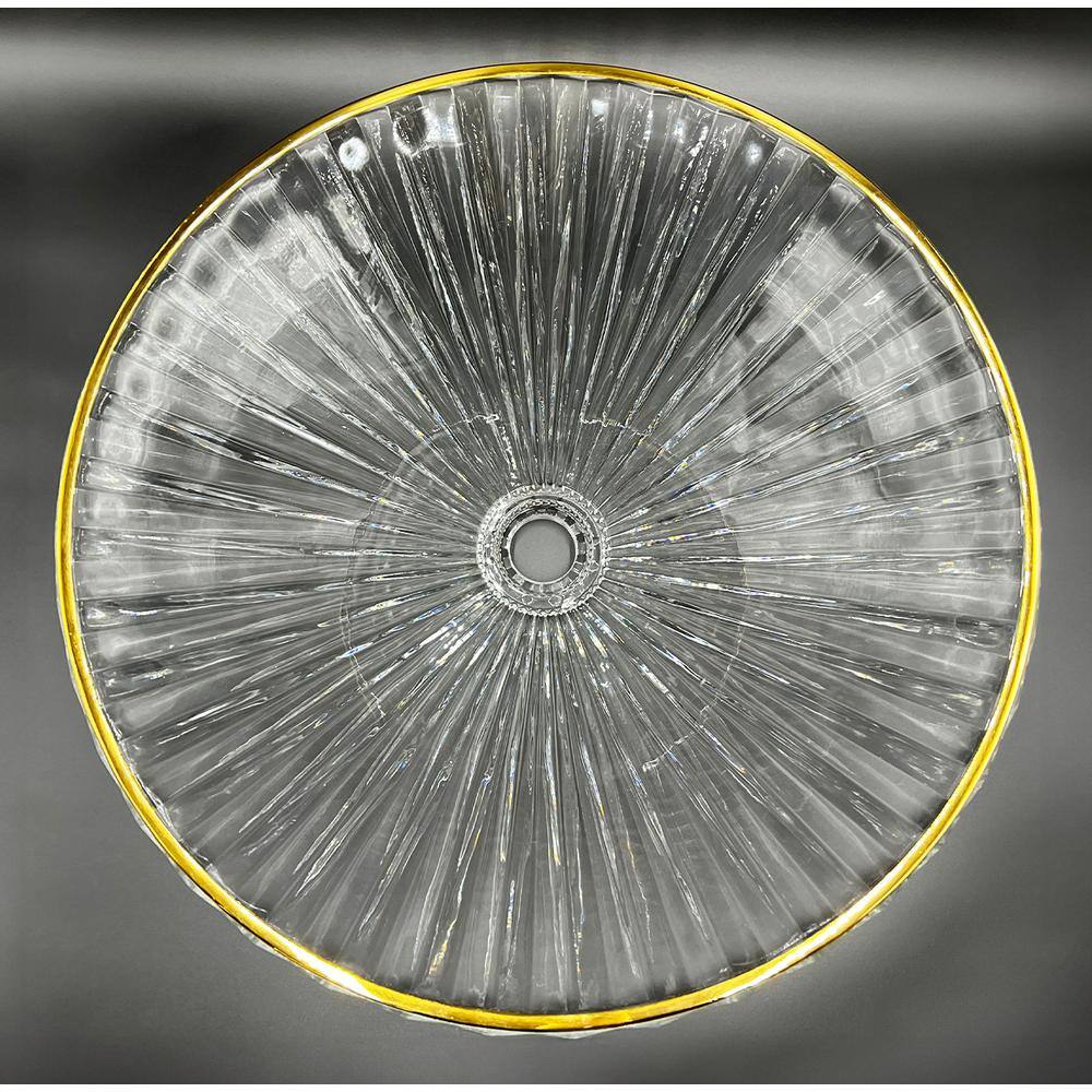 20" Clear Glass Vessel Sink with Gold Rim