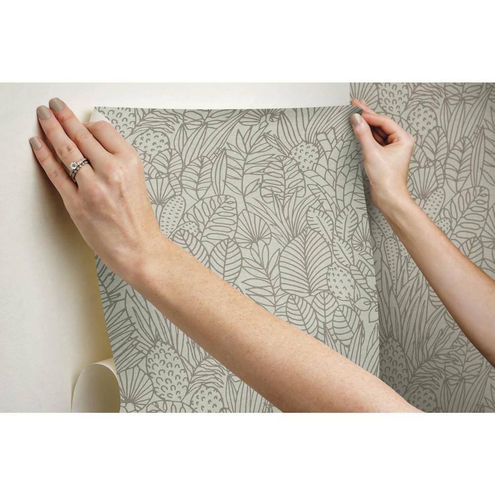 Taupe and Brown Tropical Leaves Peel & Stick Vinyl Wallpaper