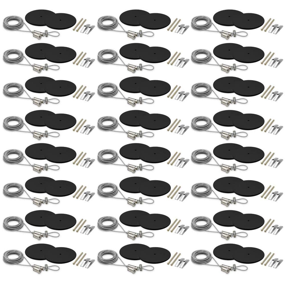 H-Track 20FT Suspension Kit, 120V 3-Wire Single Circuit Track Light Surface Mount Kit with Round Canopies, Black 24 Pack price history on PriceWatchPro
