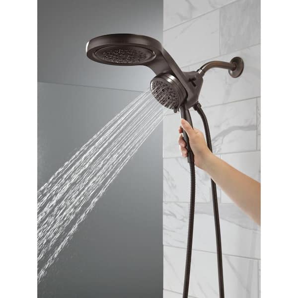 HydroRain 5-Spray Patterns 2.5 GPM 6 in. Wall Mount Dual Shower Heads in Venetian Bronze