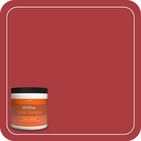 BEHR PREMIUM PLUS 8 oz. #S-G-160 California Poppy Flat Interior/Exterior Paint & Primer Color Sample