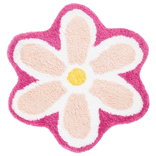 Novelty 4 ft. x 4 ft. Ivory/Pink Floral Specialty Area Rug