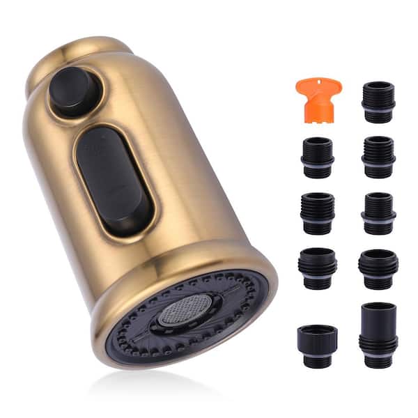 ALEASHA Pull down Kitchen Faucet head replacement in Brushed Gold with 9 Adapter Kit