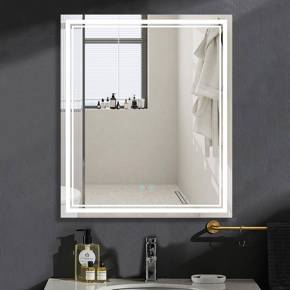 Cesicia 30 in. W x 36 in. H Rectangular Frameless Wall Mount Bathroom Vanity Mirror with LED ...