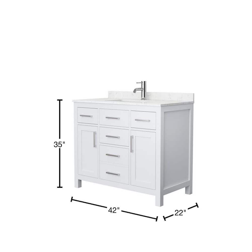 Beckett 42" White Wood Single Bathroom Vanity with Marble Top