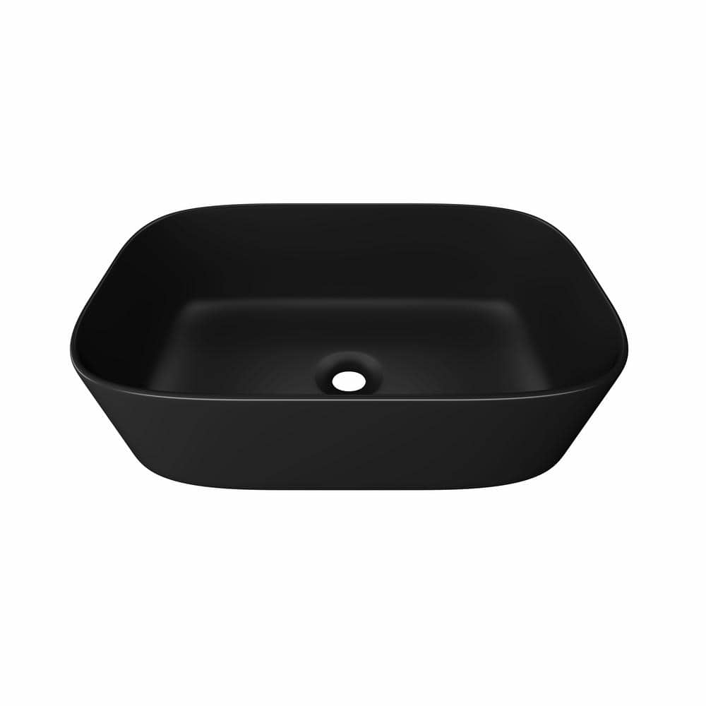 Salerno Matte Black Ceramic Rectangular Vessel Sink