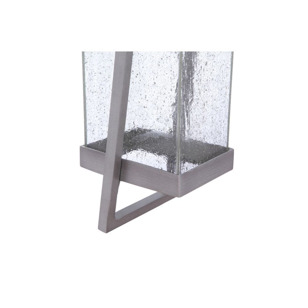 Brushed Titanium LED Outdoor Wall Lantern with Clear Seeded Glass
