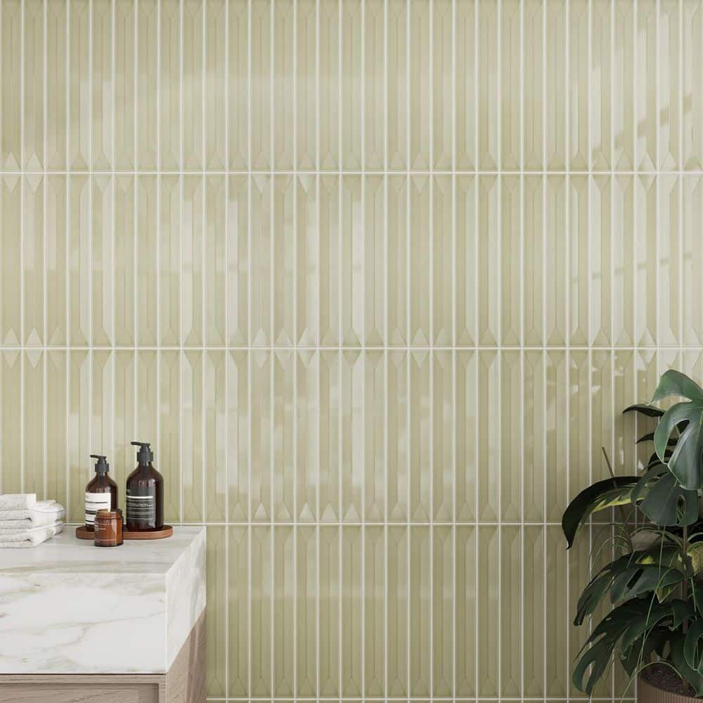 Horizonte 2 in. x 16 in. Glossy Soft Olive Ceramic Deco Subway Wall Tile (10.76 sq. ft./Case)-50 Pack price history on PriceWatchPro