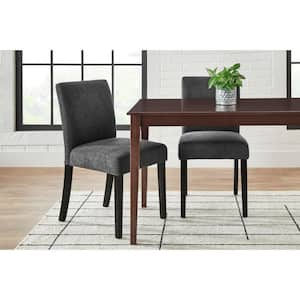 Banford Charcoal Gray Upholstered Dining Chair with Ebony Wood Legs (Set of 2)