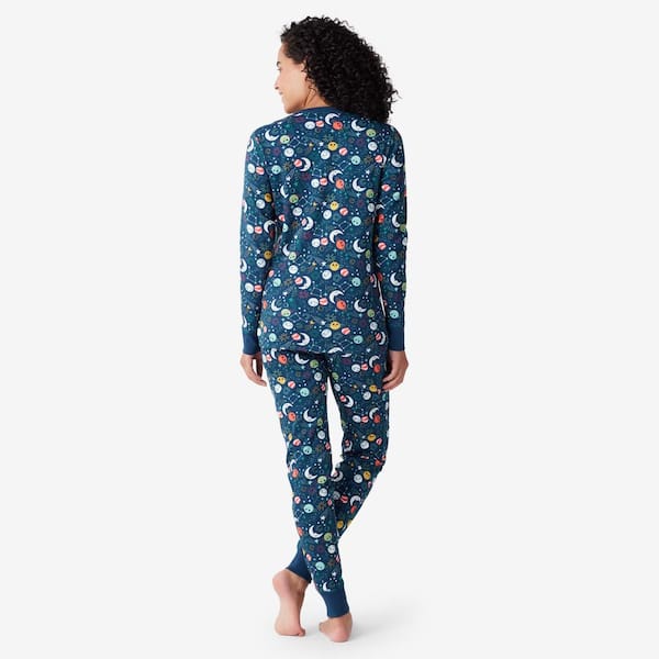 Company Organic Cotton Snug Fit Space Galaxy Women's Extra Small Blue Multi  Pajama Set