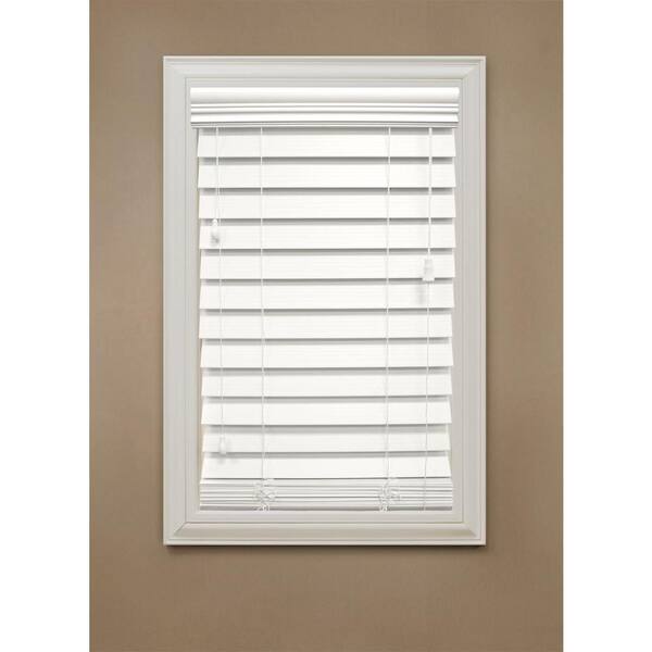 Unbranded 22-3/4 in. x 72 in. White Premium Faux Wood Blind, 2-1/2 in. Slats-Actual Size 22.25 in. W 72 in. L )