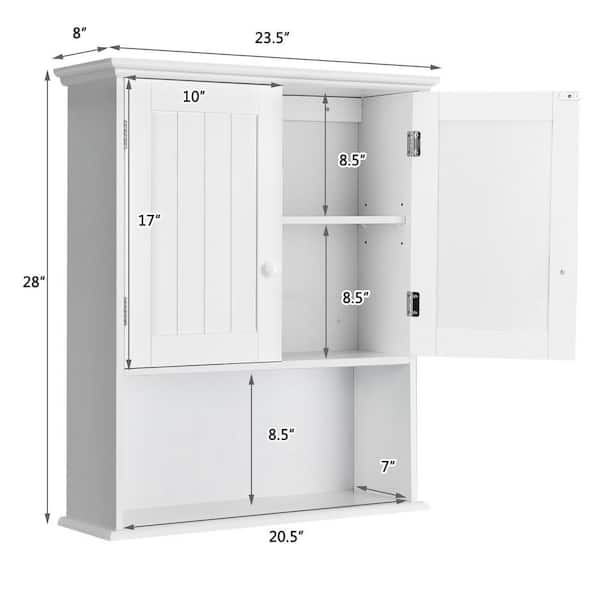 Forclover 23.5-in x 28-in x 7-in White Bathroom Wall Cabinet