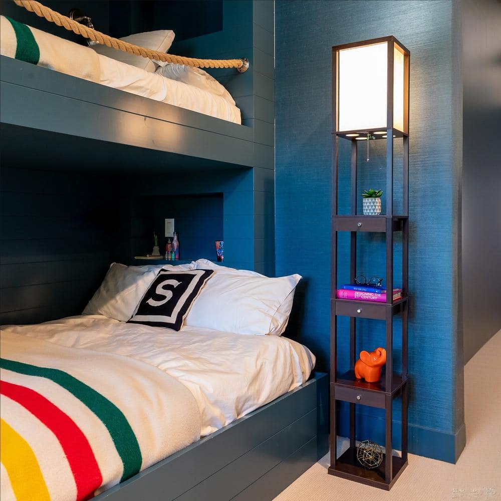 Kids' Energy Star White LED Shelf Floor Lamp with Drawer