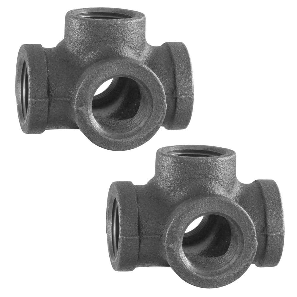 1/2 in. 5-Way Black Iron Cross with Side Outlet Industrial Steel Grey (2-Pack) price history on PriceWatchPro