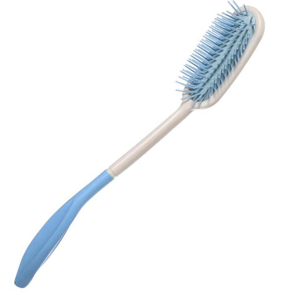 Bath Long Reach Hairbrush and Comb Set with Ergonomic Handle for Elderly and Disabled Users in Blue