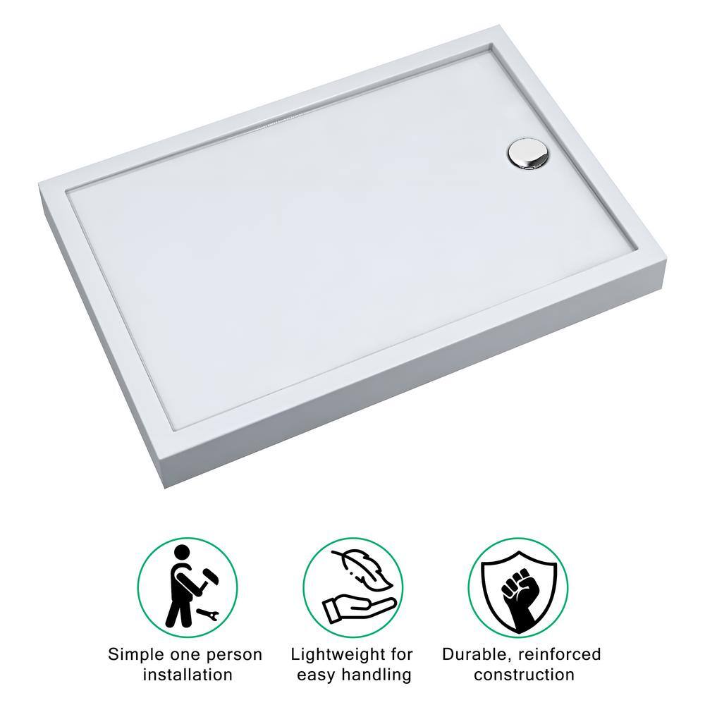 Jamaica 48" x 36" White Rectangular Shower Base