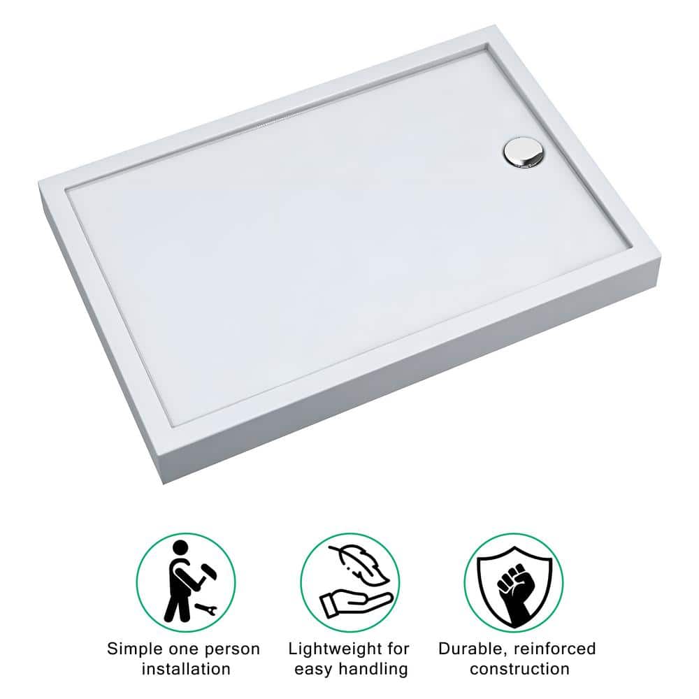 Jamaica White Rectangular Single Shower Base 48" x 32"