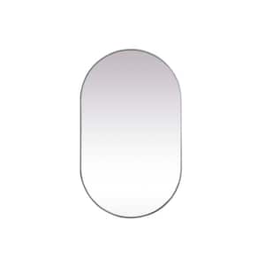 Timeless Home 36 in. W x 60 in. H x Modern Metal Framed Oval Silver Mirror