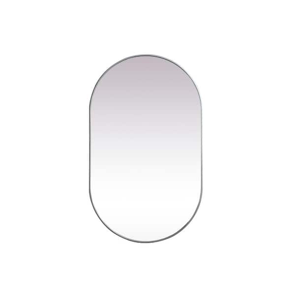 Unbranded Timeless Home 36 in. W x 60 in. H x Modern Metal Framed Oval Silver Mirror