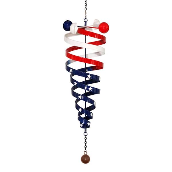 Exhart Patriotic Stripes and Stars Metal Spinner