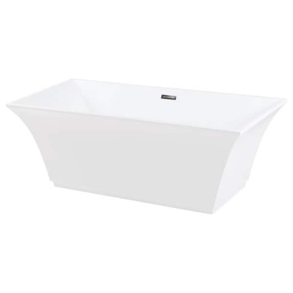 Aqua Eden Jasmeen 67 in. Acrylic Flatbottom Freestanding Bathtub in White