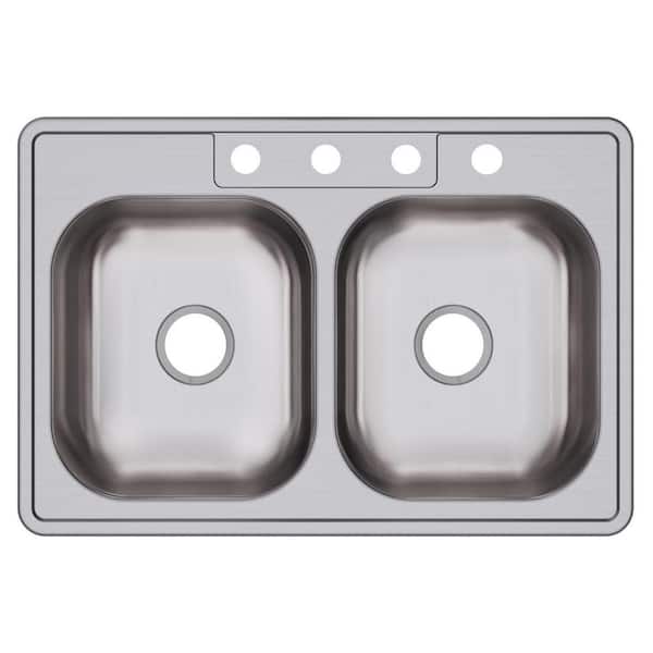 Elkay Dayton Drop-In Stainless Steel 33 in. 4-Hole Double Bowl Kitchen Sink