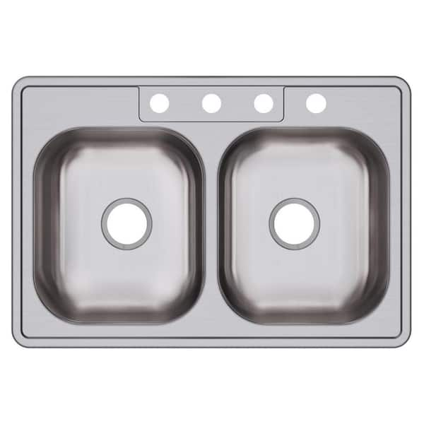 Elkay Dayton 33 in. Drop-in Double Bowl 22-Gauge Stainless Steel Kitchen Sink Only