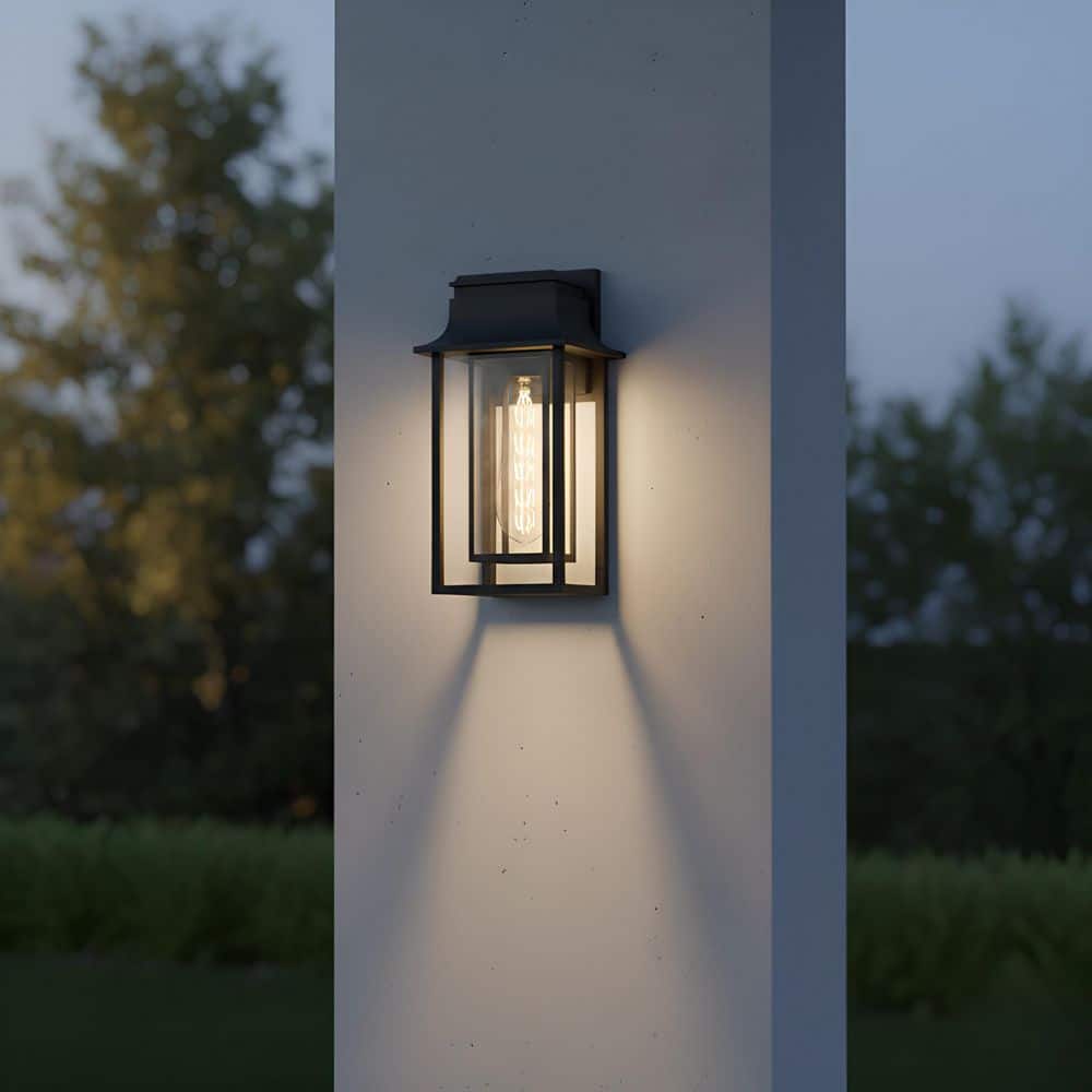Garner Matte Black Outdoor Wall Lantern Sconce Hardwired with No Bulbs Included price history on PriceWatchPro